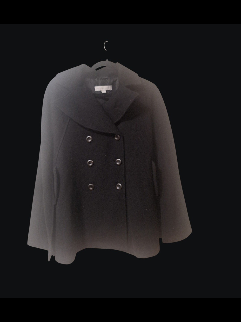 New York & Company Black Double-Breasted Cape Coat